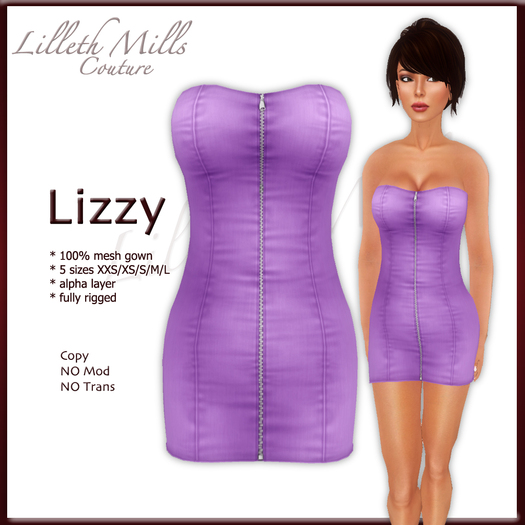 LMC Lizzy - fully Rigged Mesh Mini Dress - Purple