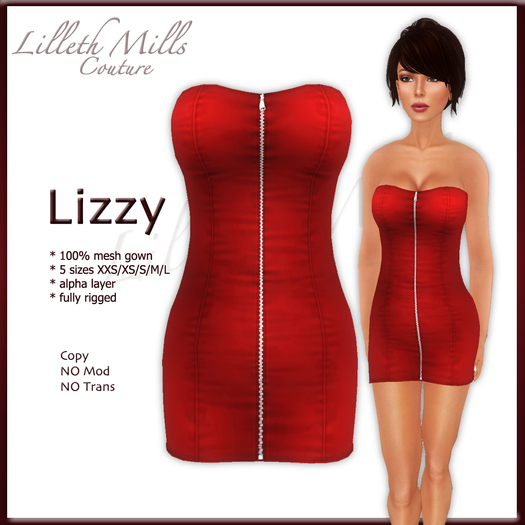 LMC Lizzy - fully Rigged Mesh Mini Dress - Red