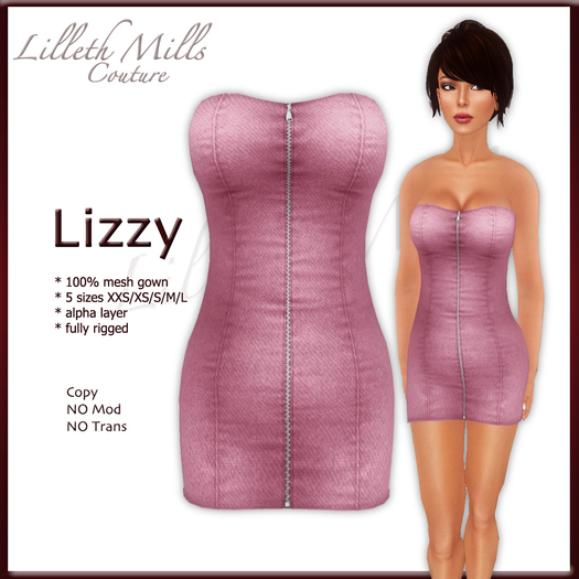 LMC Lizzy - fully Rigged Mesh Mini Dress - Pink