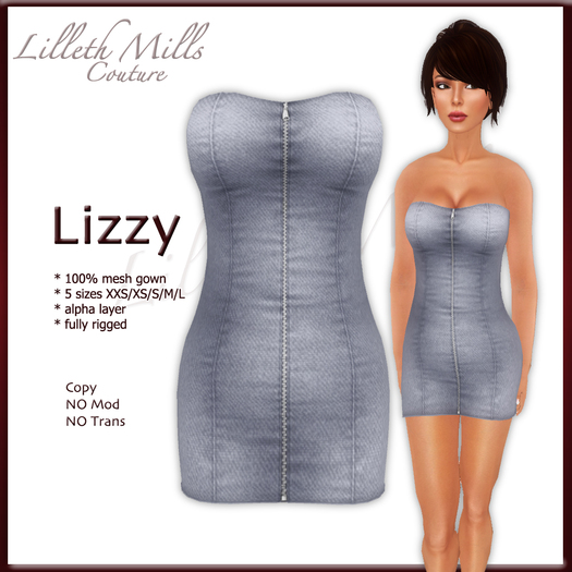 LMC Lizzy - fully Rigged Mesh Mini Dress - Blue