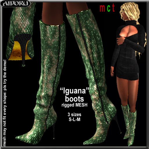 AIDORU DEMO iguana boots rigged mesh DEMO