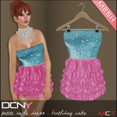 DCNY MESH Petite Ruffle Dress in Birthday Cake