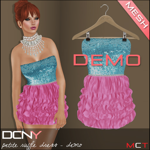 DCNY MESH Petite Ruffle Dress *DEMO*