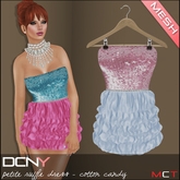 DCNY MESH Petite Ruffle Dress in Cotton Candy