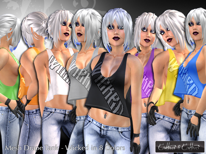 !!Cattiva Mesh Drape Tanks All Colors - Wicked