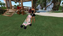 Baby carriage with animation - pink with kitten