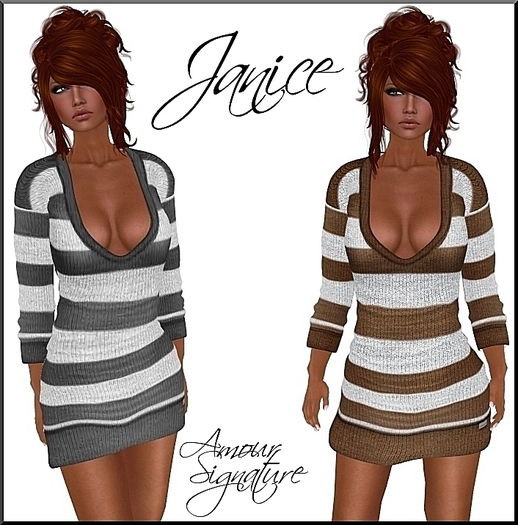 Amour Signature - Janice MESH Knit Dress - Cafe
