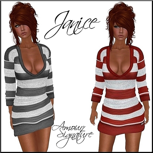 Amour Signature - Janice MESH Knit Dress - Red