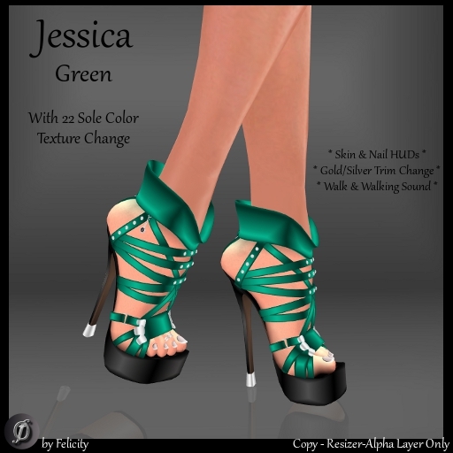 *Felicity* Jessica Stilettos - Green High Heels Platform Shoes with Color Change Sole Sculpted Shoe (22 Texture Options)