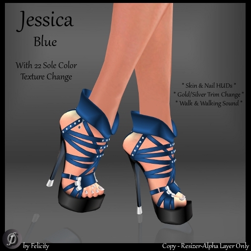 *Felicity* Jessica Stilettos - Blue High Heels Platform Shoes with Color Change Sole Sculpted Shoe (22 Texture Options)