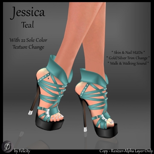 *Felicity* Jessica Stilettos - Teal High Heels Platform Shoes with Color Change Sole Sculpted Shoe (22 Texture Options)