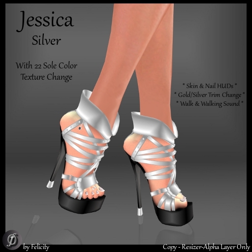 *Felicity* Jessica Stilettos - Silver High Heels Platform Shoes w/ Color Change Sole Sculpted Shoe (22 Texture Options)
