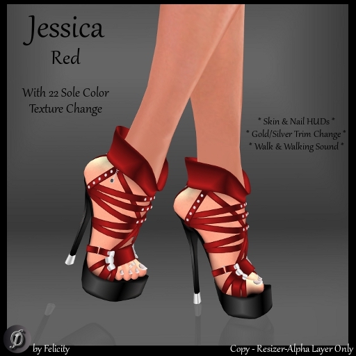 *Felicity* Jessica Stilettos - Red High Heels Platform Shoes with Color Change Sole Sculpted Shoe (22 Texture Options)