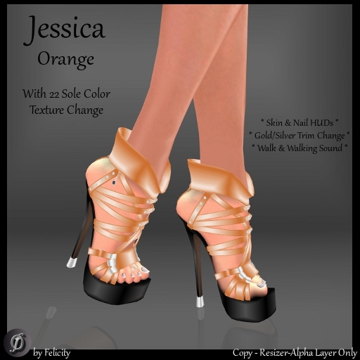 *Felicity* Jessica Stilettos - Orange High Heel Platform Shoes with Color Change Sole Sculpted Shoe (22 Texture Options)