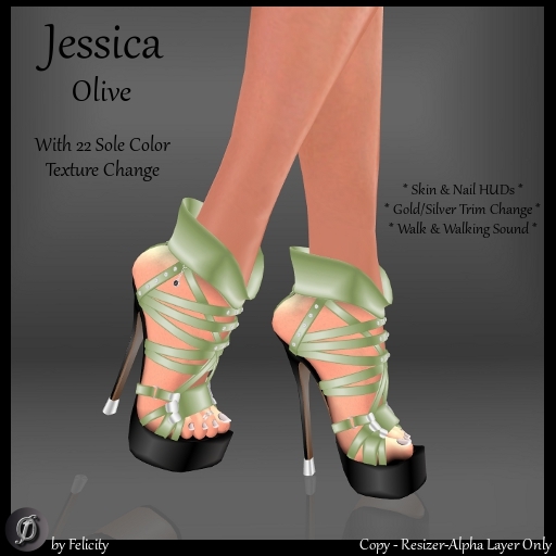 *Felicity* Jessica Stilettos - Olive High Heels Platform Shoes with Color Change Sole Sculpted Shoe (22 Texture Options)