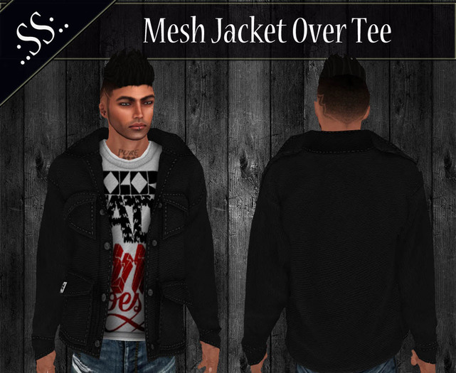 .:SS:. MENS MESH BLACK CLOTH JACKET OVER TEE