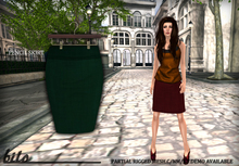 {bilo} Pencil Skirt- GreenBlue  (Partial Mesh)