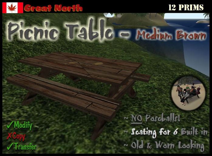 Picnic Table - Medium Brown