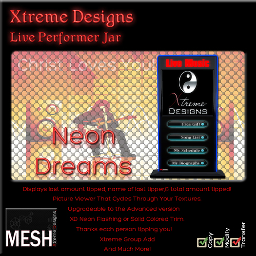 Basic Live Performer TipJar - Neon Dreams - 