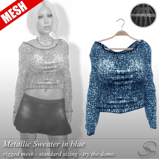 Second Life Marketplace - [Stellar] Metallic Sweater (Mesh) in blue