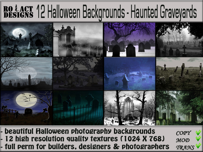 ..::RO!ACT::..DESIGNS 12 Halloween Backgrounds - Haunted Graveyards