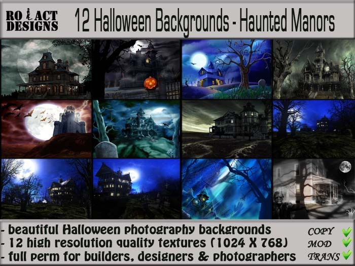 ..::RO!ACT::..DESIGNS 12 Halloween Backgrounds - Haunted Manors