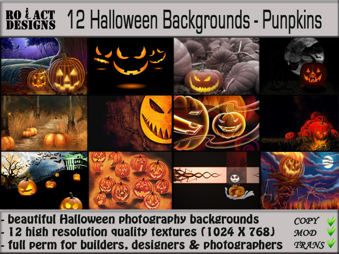 ..::RO!ACT::..DESIGNS 12 Halloween Backgrounds - Pumpkins