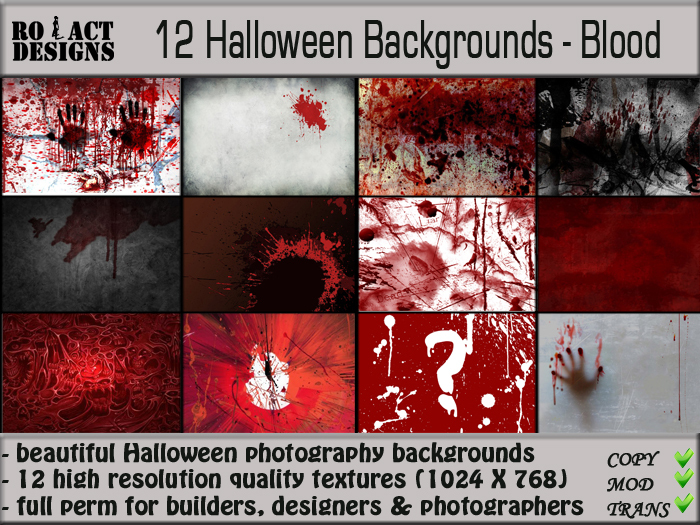 ..::RO!ACT::..DESIGNS 12 Halloween Backgrounds - Blood