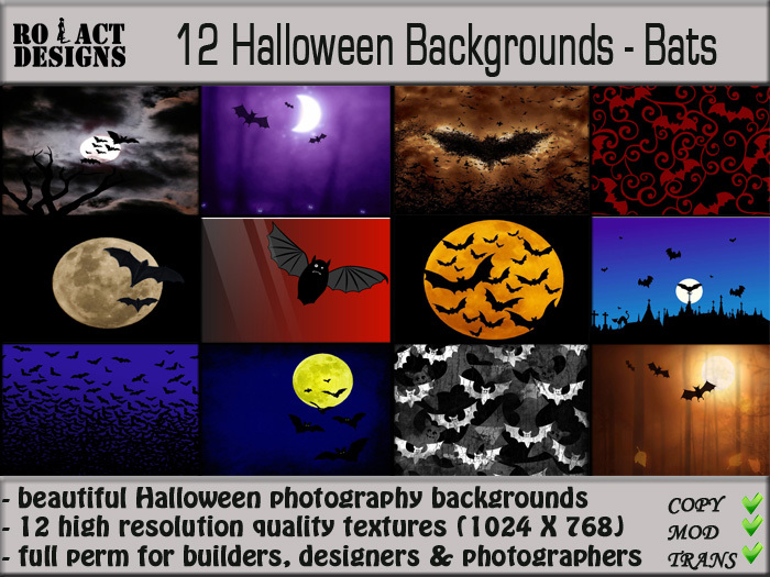 ..::RO!ACT::..DESIGNS 12 Halloween Backgrounds - Bats