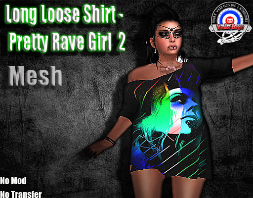 [UnderDogs] - Ladies Long Loose Shirt - Pretty Rave Girl 2 - Mesh 