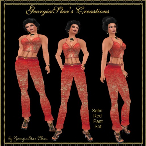 GSC Satin Red Pant Set