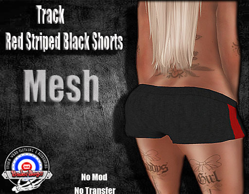 [UnderDogs] - Track  Red Striped Black Shorts - Mesh 
