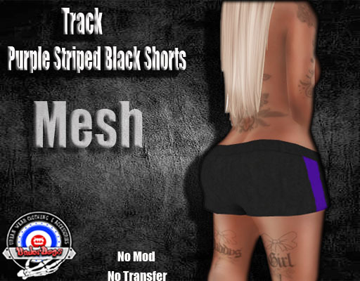 [UnderDogs] - Track  Purple Striped Black Shorts - Mesh 