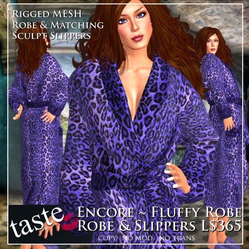 taste Encore ~ Fluffy Mesh Robe Leopard Purple