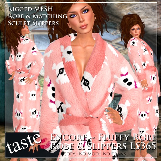taste Encore ~ Fluffy Mesh Robe Skulls Red