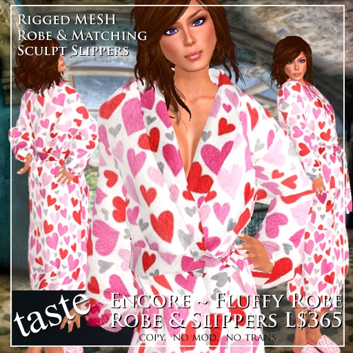 taste Encore ~ Fluffy Mesh Robe Hearts Red