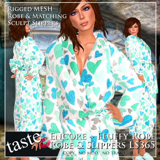 taste Encore ~ Fluffy Mesh Robe Hearts Aqua