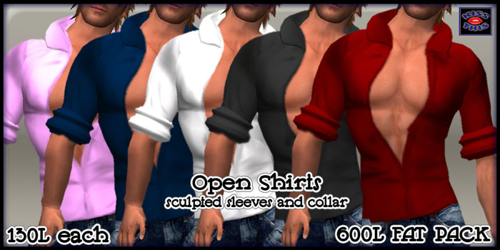 <Kiss This!> Open Shirts FAT PACK *male*