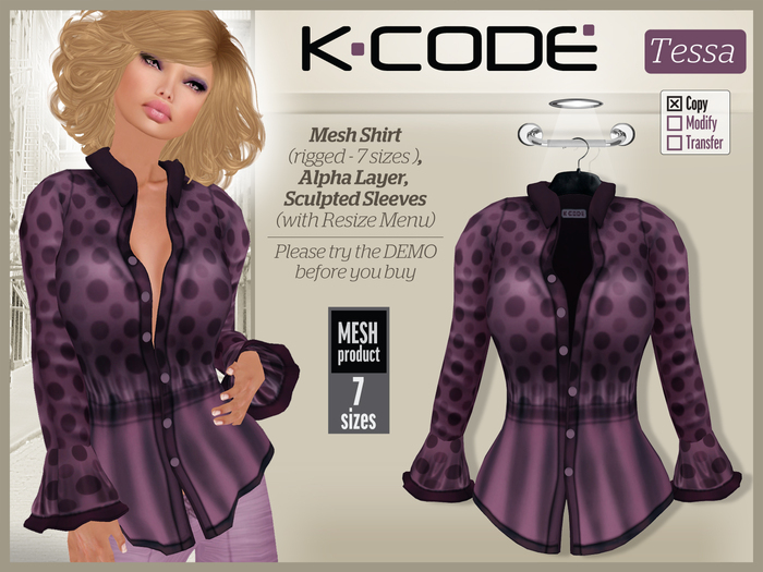K-CODE TESSA5 (Rigged Mesh Shirt)