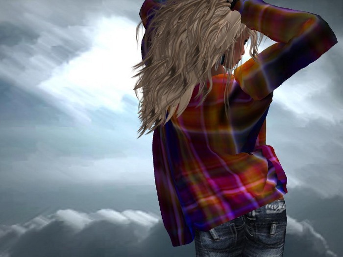 MESH brightplaid offshoulder