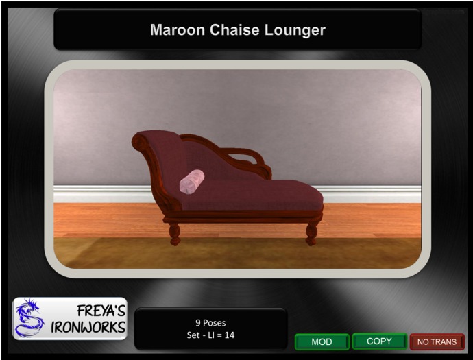 Maroon Chaise Lounger - Freya's Ironworks