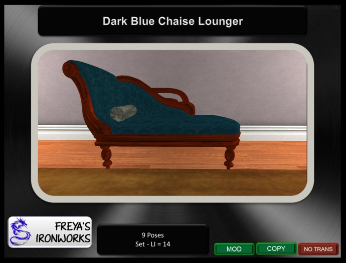Dark Blue Chaise Lounger - Freya's Ironworks