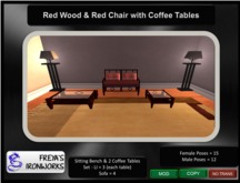 Red Wood Red Chair w/ Tables - Freya's Ironworks
