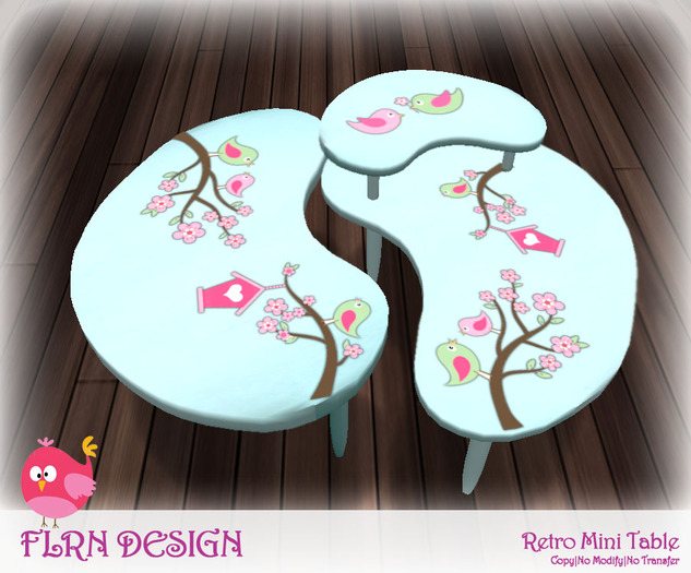 FLRN DESIGN - Retro Table Bird Blue