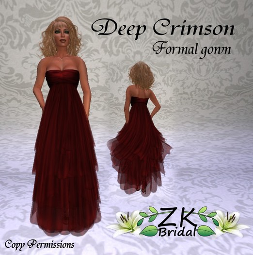 *ZK* Deep Crimson Formal Gown
