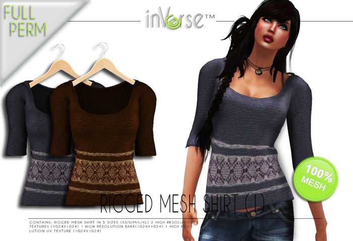 inVerse™ - Full perm rigged mesh shirt(1)