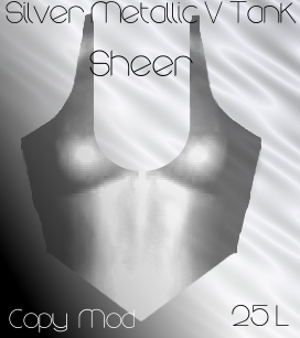 Sheer Metallic V Tank - Silver