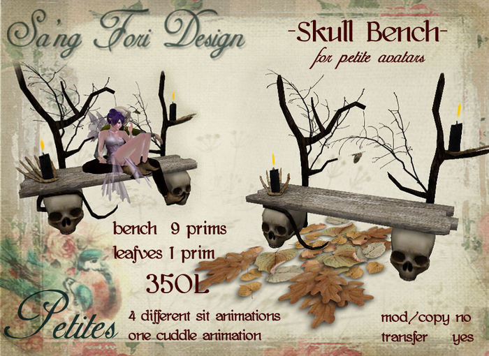 Sa'ng Fori Design -Petites Skull Bench-