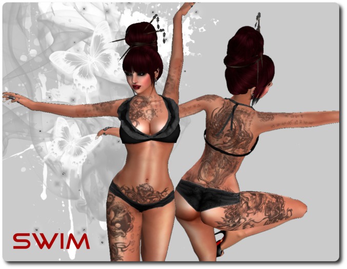 Mesh Swim Outfit Black