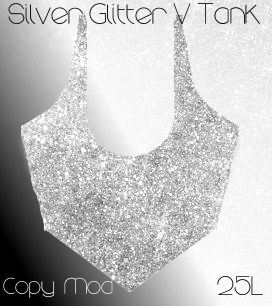 Glitter V Tank - Silver
